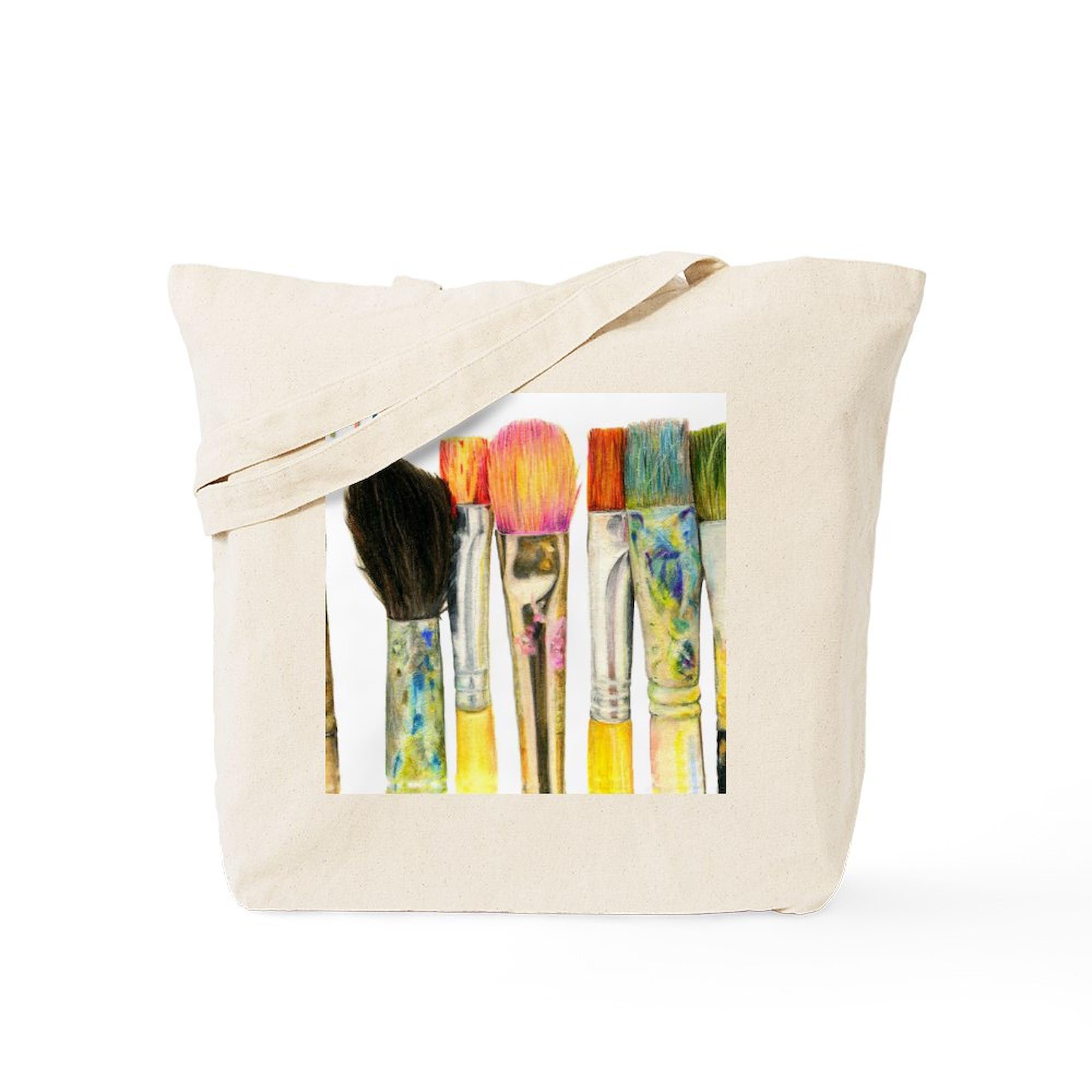CafePress Artist Paint Brushes 02 Tote Bag Reusable Natural Beige Canvas Shopping Bag