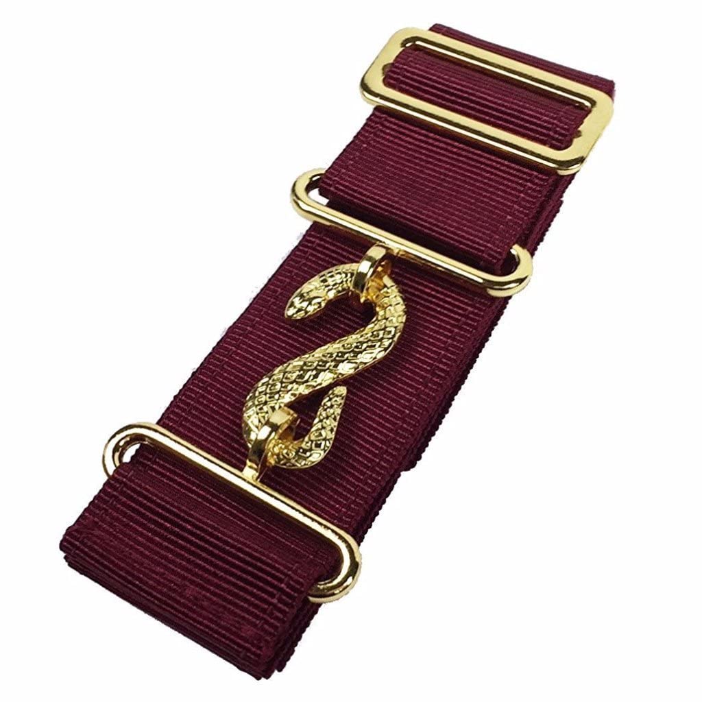 BRICKS MASONS Masonic Belt Extender Maroon (Large, Gold)