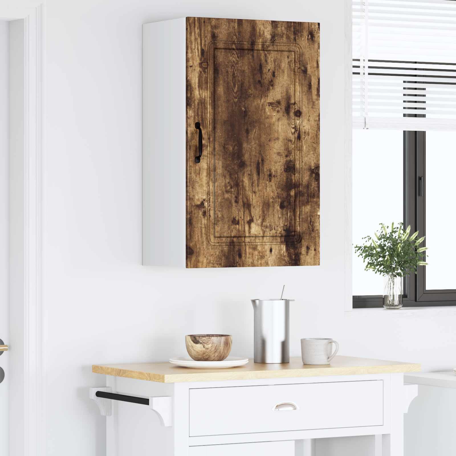 Küchenschrank Hängeschrank 50 x 31 x 80 cm, moderner Küchenschrank aus Holzwerkstoff in Geräucherte Eiche, geräumiger Wandschrank zur Küchenorganisation für mehr Stauraum