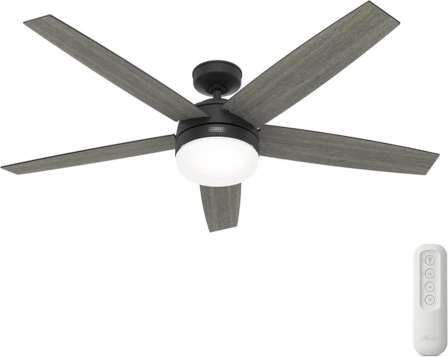 Hunter Fan 60 inch Matte Black Indoor Ceiling Fan with LED Light and Remote Control for Bedroom, Living Room/Family Room, Dining Room, Kitchen, OfficeF (Renewed)