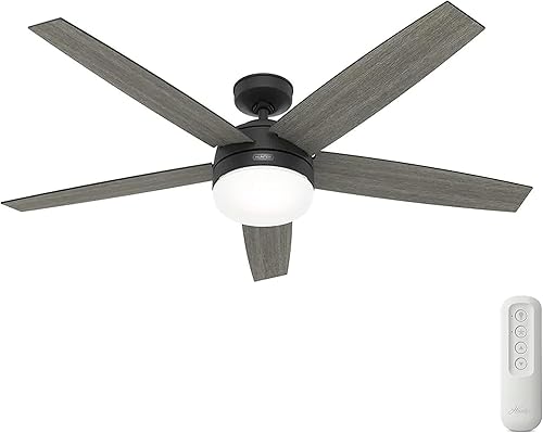 Miniatura 1 de Hunter Fan - Ventilador de techo para interiores con acabado negro mate de 60 pulgadas con kit de luz y control remoto renovado
