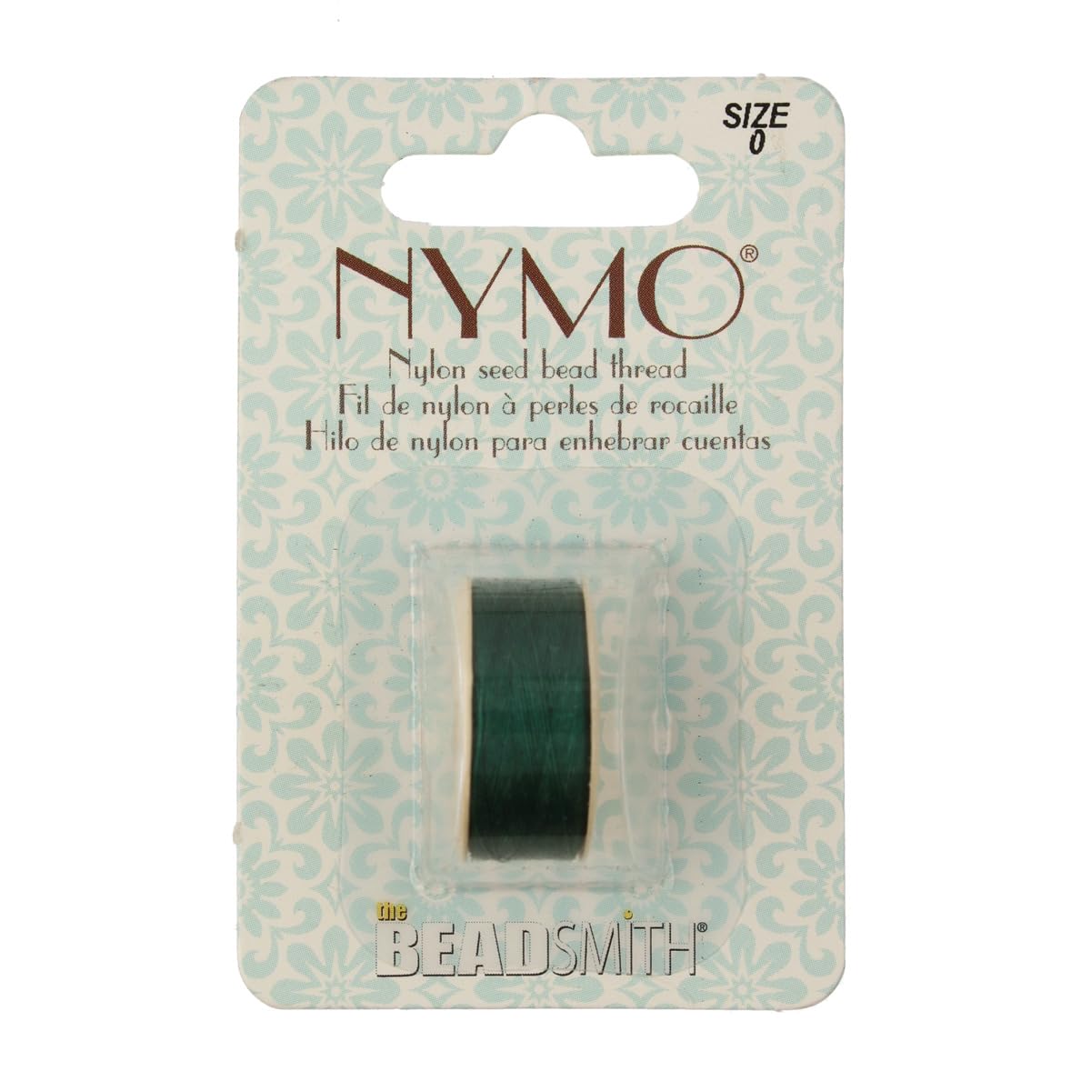 The Beadsmith Nymo nić – wiecznie zielony kolor, rozmiar 0, średnica 15 mm, szpula 105 metrów, wykonana z nylonu, do haftowania i tkania koralików, Off Loom i Loom oraz do majsterkowania