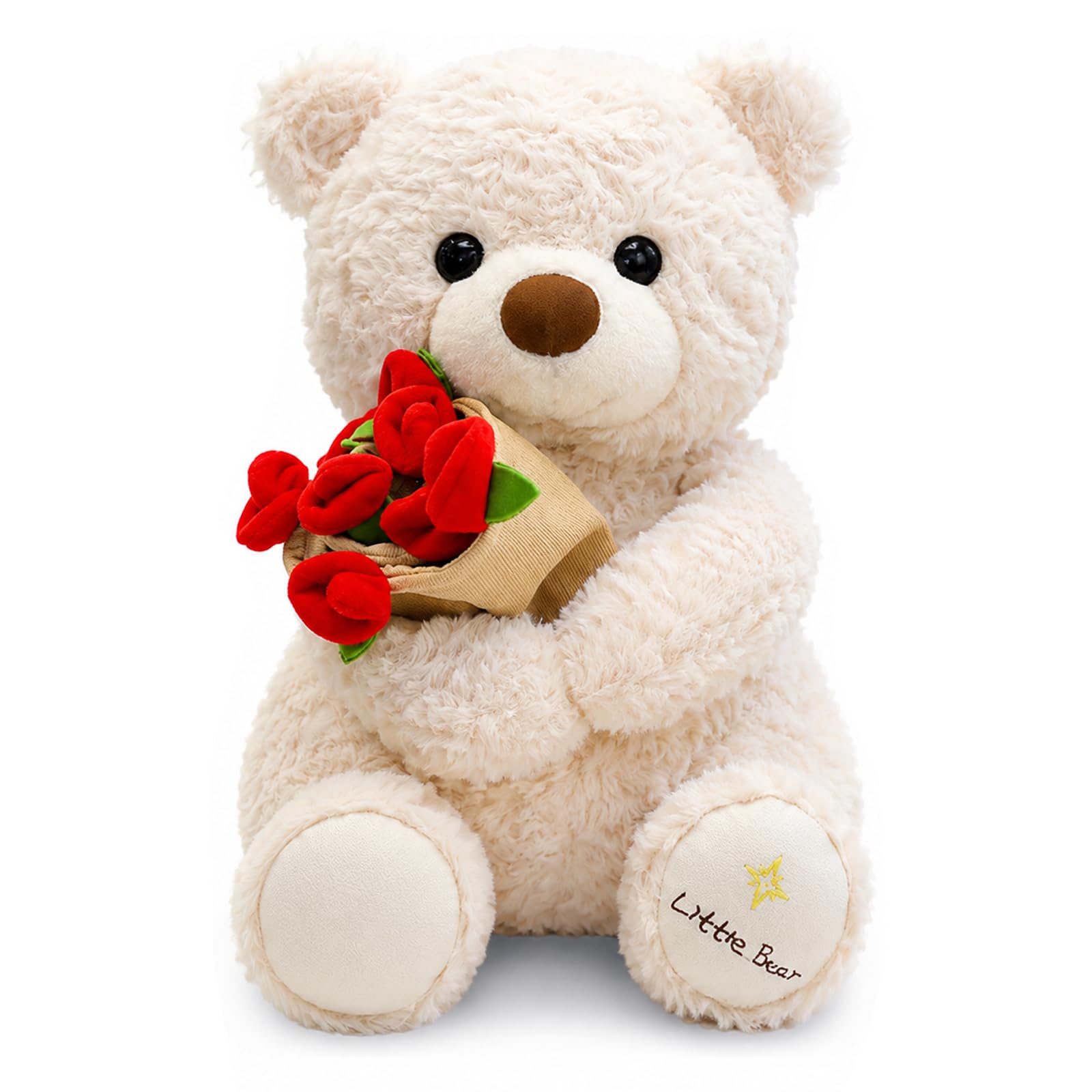 Teddy Bear, 28cm Plush Bear for Valentines Day, Christmas, Birthday (White)