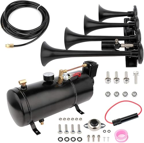 Bocina de trencamión súper ruidosa Sistemas completos de 4 trompetas para cualquier vehículo de 12 V, camiones, trenes, barcos, coches, furgonetas