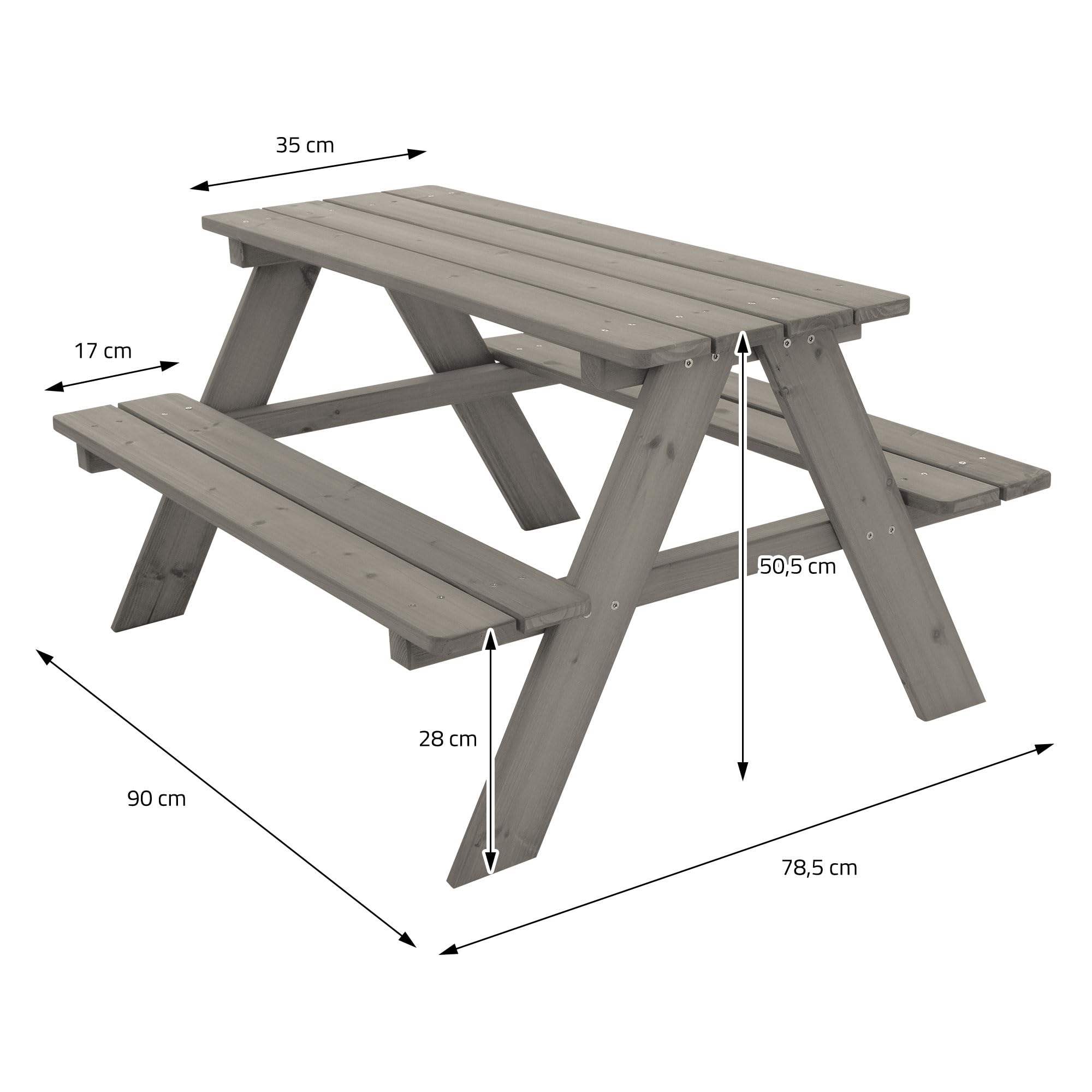 ML-Design Kindersitzgarnitur für Draußen, Grau, Sitzgruppe Outdoor 2 Bänke mit Tisch, Garten Kindersitzgruppe mit 4 Plätzen, Sitzgarnitur für Kinder Massivholz, Picknicktisch Kinder, Spielsitzgruppe
