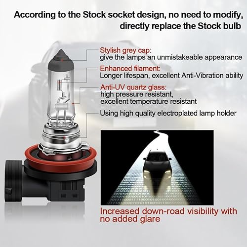 Miniatura 10 de WinPower H13 9008 - Bombilla halógena para faros delanteros, luz blanca cálida súper brillante de 55 W60 W, 4300 K, luz alta y baja para automóvil,