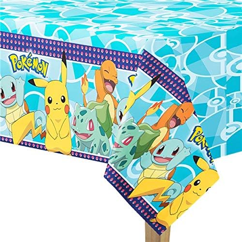 Delights Direct 180x120cm Disposable PVC Table Cover Tablecloth Kids Pokemon Plus 59mm Its My Birthday Button Badge