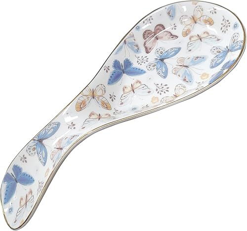 Miniatura 3 de Soporte de cuchara de cerámica para la parte superior de la estufa, soporte grande para cuchara de granja, soporte para cuchara de café floral,