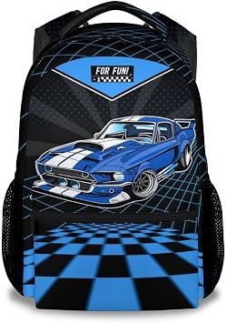 Car Backpack for School - 17 Inches Black Backpacks for Girls, Boys - Cool Bookbag for Highschool