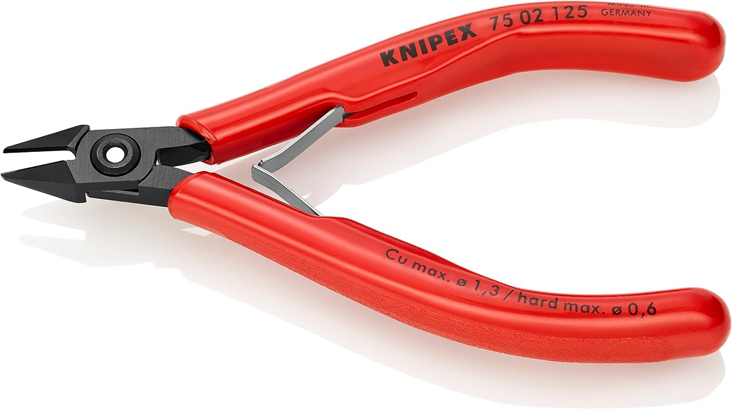 KNIPEX Alicates de corte diagonal para electrónica con mangos recubiertos de plástico 125 mm, 75 02 125