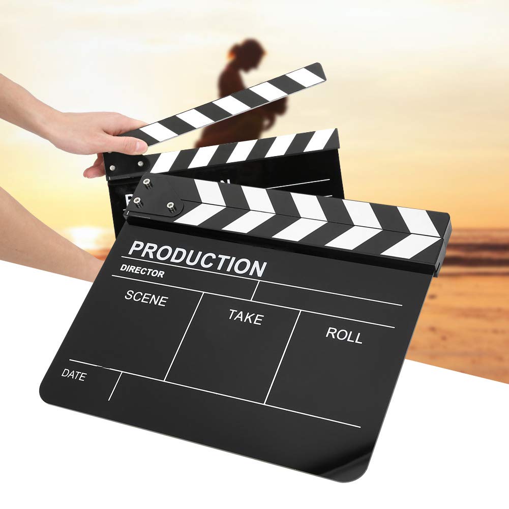 Movie Clapperboard, Clear Sound, Simple and Practical, for Party, DecorationAccessory (blackboard with white stripes)