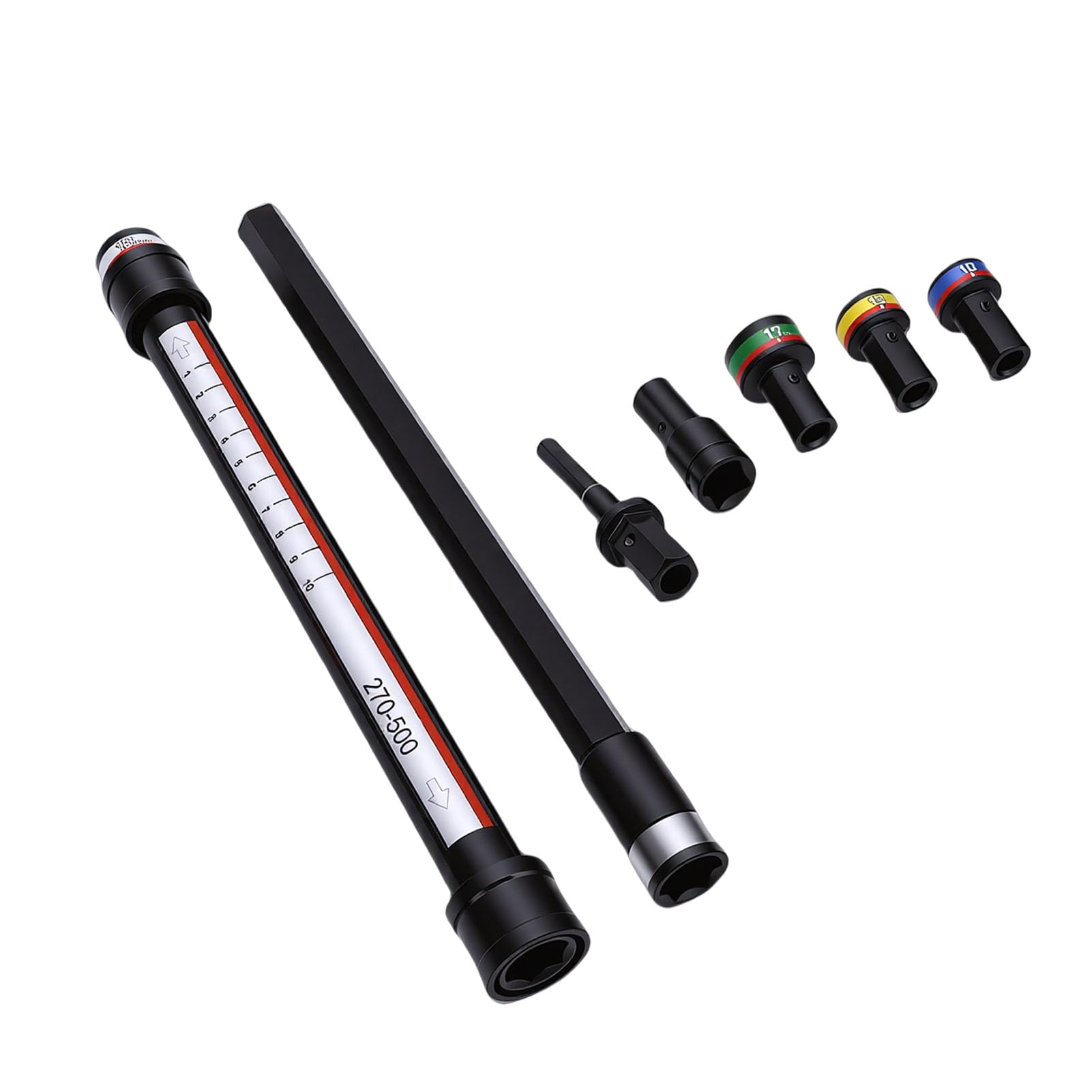 Dpofirs Juego de Vasos Niveladores de Techo, Vasos de Rápido con Poste de Extensión Telescópico de 270 Mm a 500 Mm para Taladro Eléctrico y Llave de Impacto, Incluye de 10, 13, 14 y 17