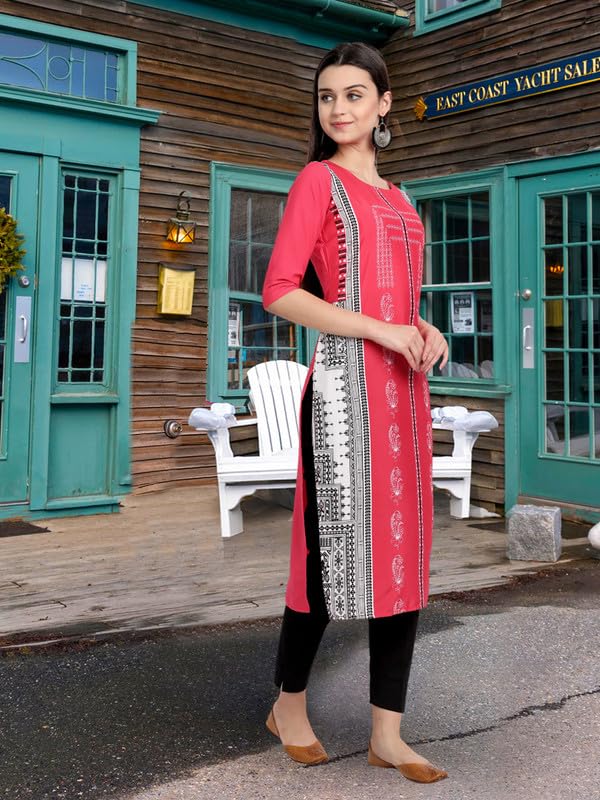 Image of Pinkmint Women's Printed Kurti for Women's Round Neck Straight Kurti for Women (Pack of 5 | Avaiable in Plus Size)