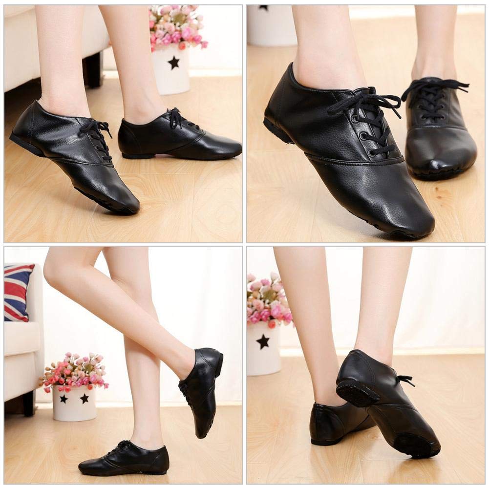Chaussures de Danse Jazz, Chaussures de Jazz PU de Haute qualité, Chaussures de Sport à Enfiler élastiques pour Enfants Adultes