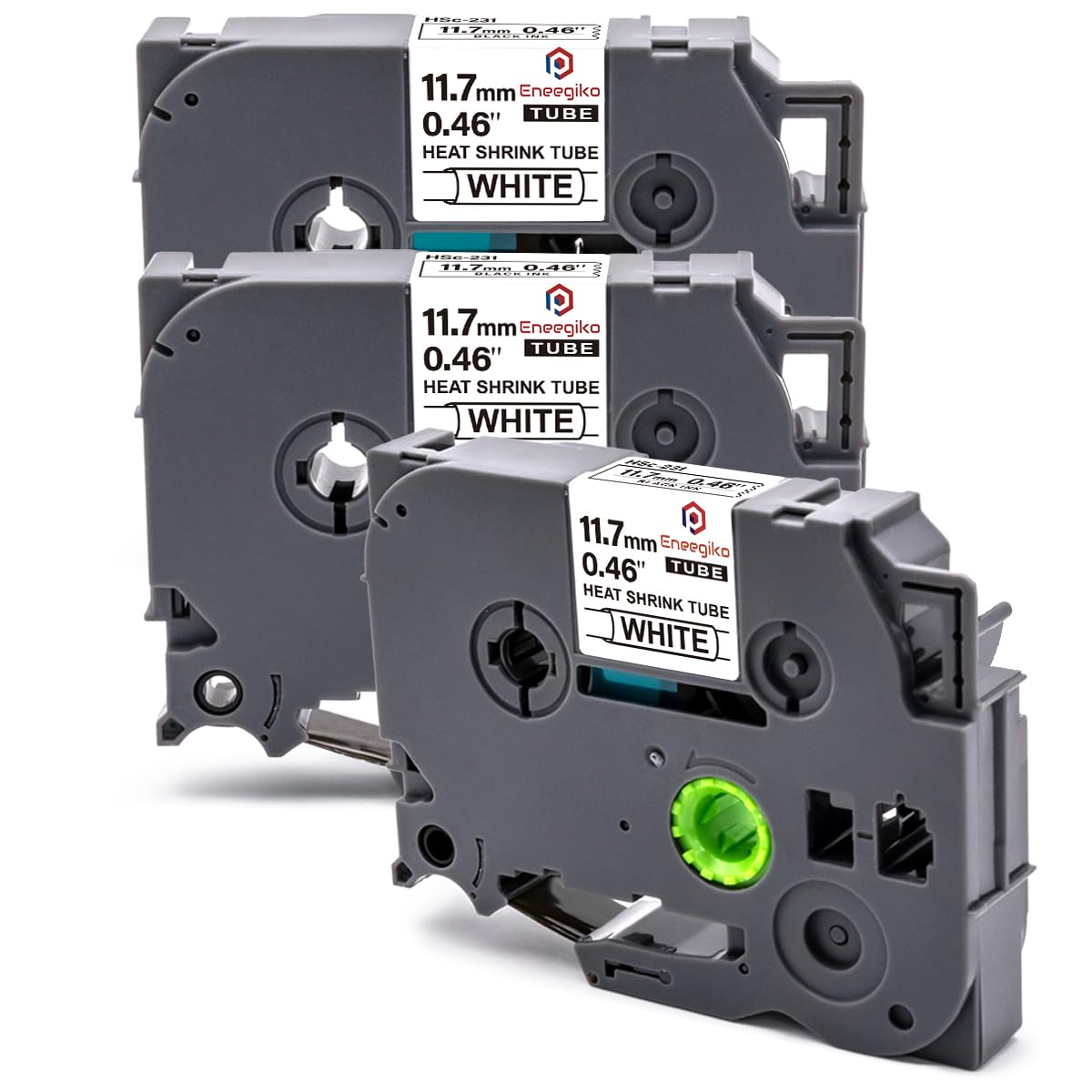 Eneegiko 3-Pack Heat Shrink Tube Compatible for Brother Heat Shrink Label Tape HSe-231 HSe231 HS-231 HS231 11.7mm 0.46