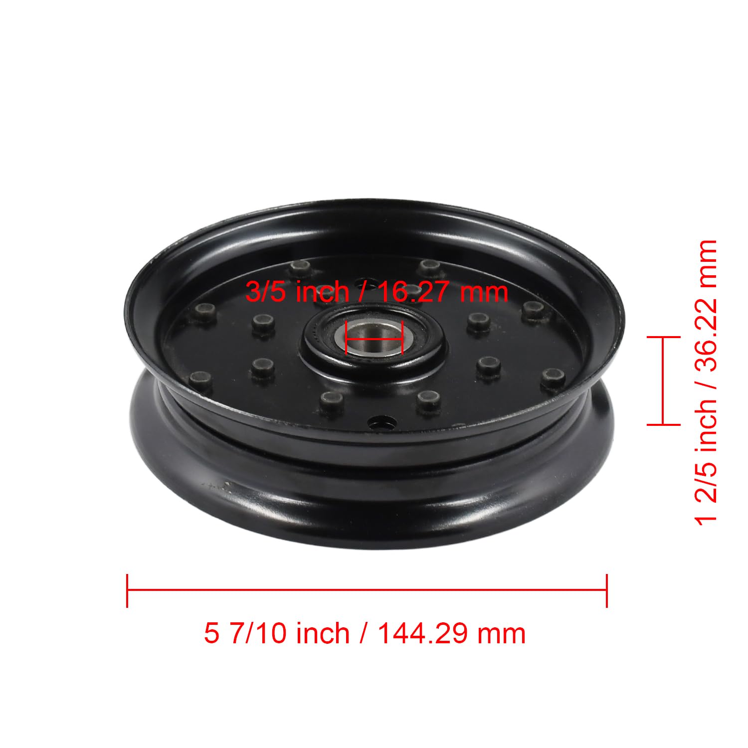Lot de 2 poulies de renvoi plates 1613098 781856 1-613098 compatibles avec tondeuse Exmark FMD52 FMD522 FMD523 FMD524 FMD60 FMD602 FMD603 Compatible avec Hustler Super S 933333 9333 33358