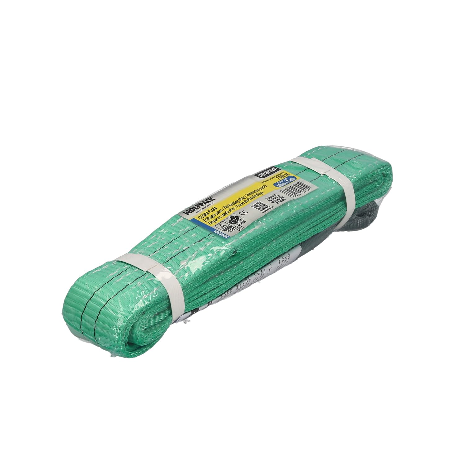 Wolfpack Linea Profesional Eslinga Plana Doble Banda 2000 Kg Factor Seguridad 7:1 2 Metros Poliester Verde