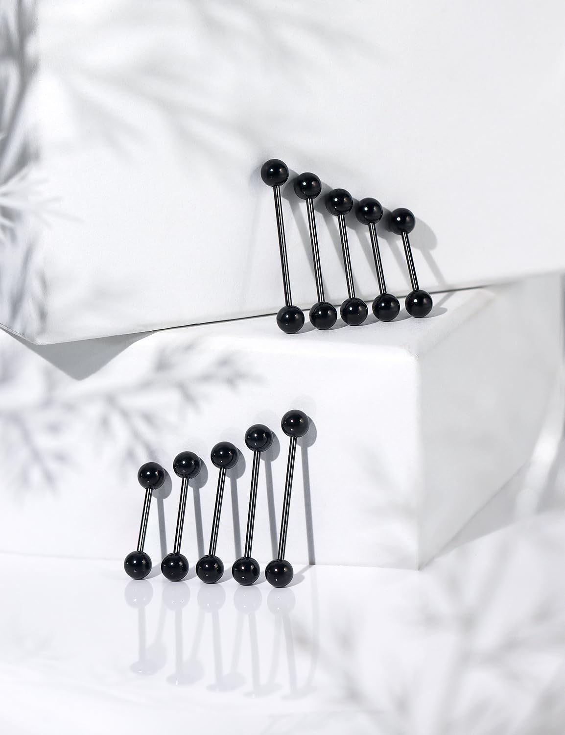 16G 14G 12G Black Nipple Piercings Tongue Rings Externally/Internally Threaded Hypoallergenic 316L Surgical Steel Nipple Tongue Barbell Piercing Jewelry for Women Men 12mm 14mm 16mm 19mm 22mm - Image 5