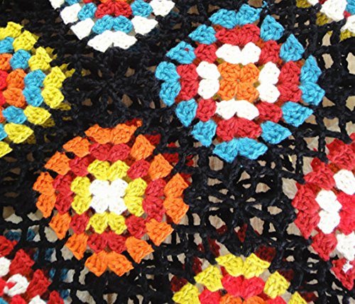 Crochet Fringed Poncho Cape Shawls Wraps Granny Square Womens Coat Sweater3