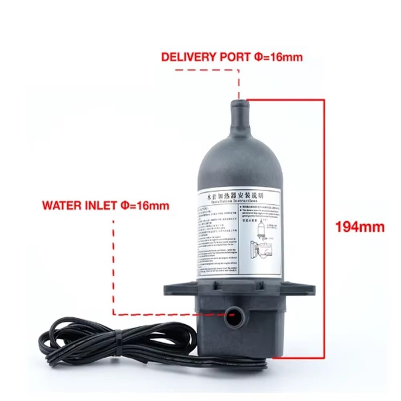 Calentador de agua con motor de autocirculación, precalentador negro for generador diésel de 120V, 220V, 500W, 1000W, 1500W, 0,5kW, 1kW, 1,5kW, 2kW, 1 Uds.(2000W,240V)
