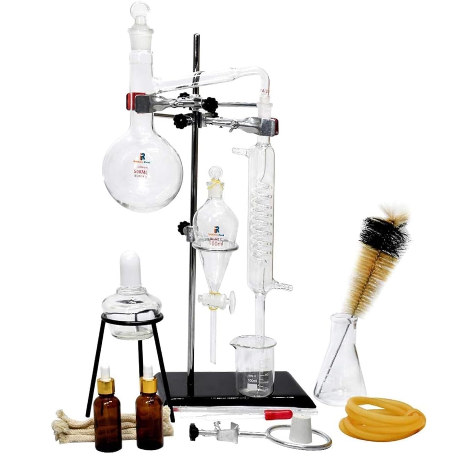 Kit De Destilación De 500 Ml, Kit De Destilación De Laboratorio, Destilador Casero, para Elaborar Tus Propios Aceites, para La Extracción De Aceites Esenciales Y Experimentos De Química.