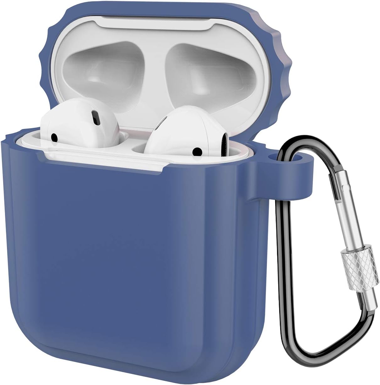 Compatible Airpods Case, Coffea Airpods Accessories Protective Silicone Case Cover and Skin with Carabiner for Airpods (Royal Blue)