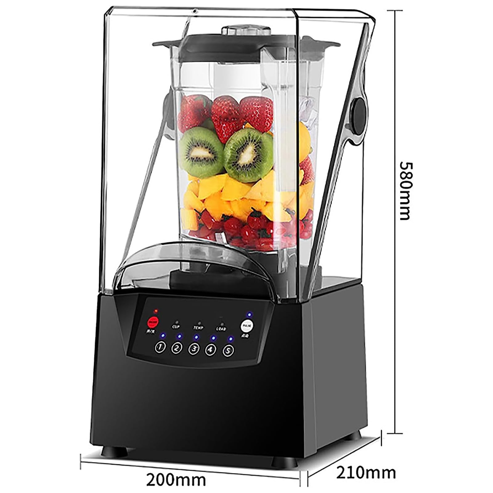 Mélangeur à smoothie, mélangeur portable avec 5 préréglages, mélangeur à pichet en verre de 2 200 W avec 6 lames de broyeur à glace en acier inoxydable, glace déchiquetée à 17 000 tr/min avec capot