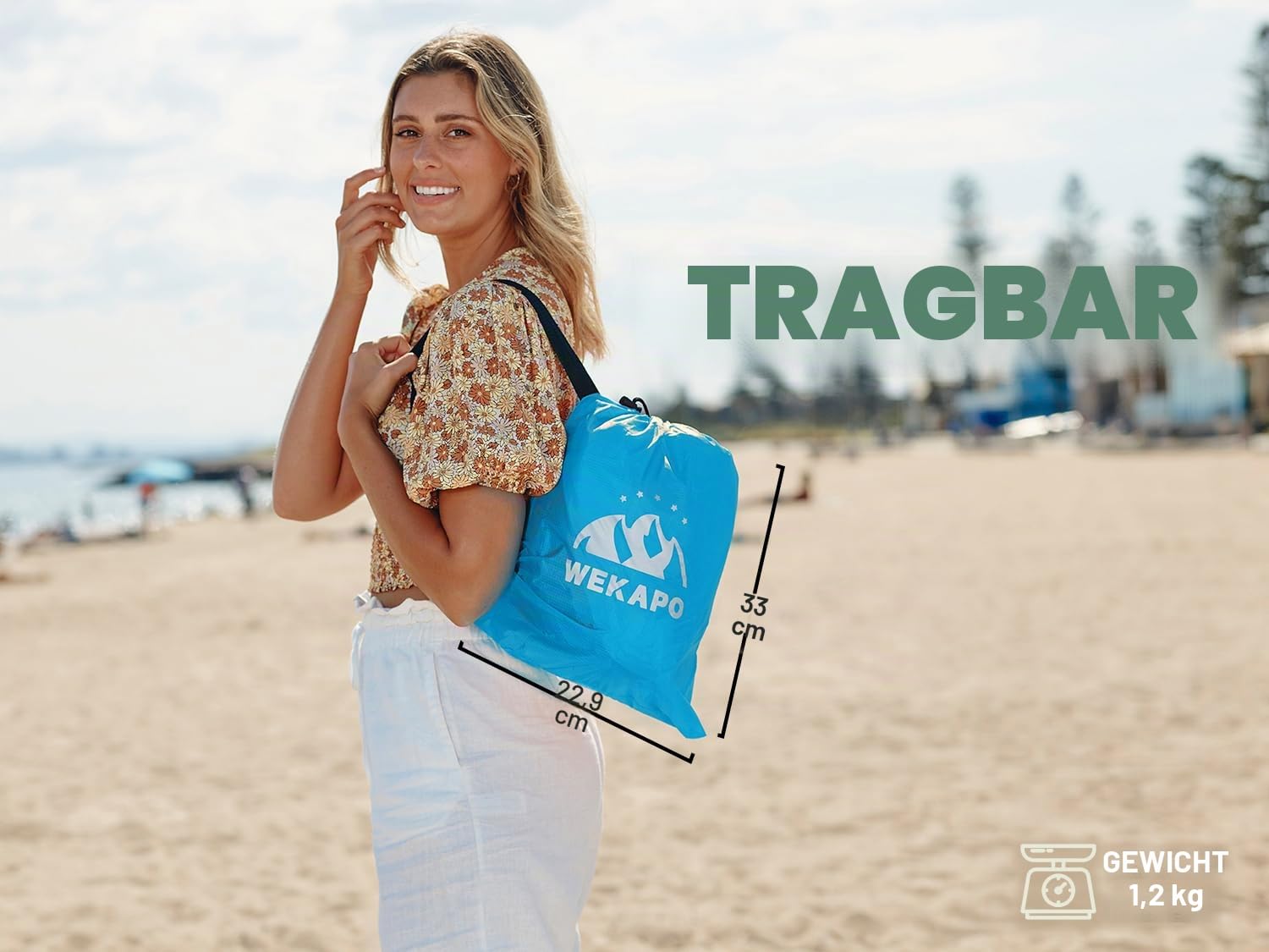 Wekapo Aufblasbarer Lounger mit Tragebeutel, Sicherungsstock und Pflaschenöffner für Reisen, Camping, Wander, Schwimmbad- und Strandparties.