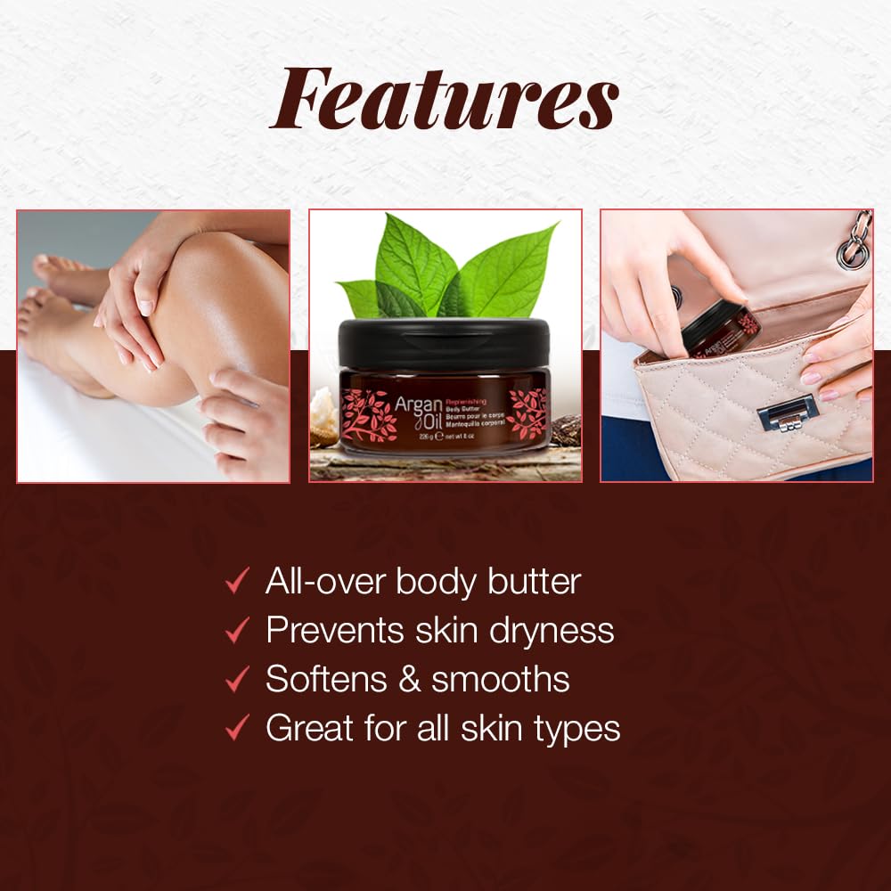 Body Drench Argan Oil Skin Moisturizer, Body Butter, Deeply Hydrating Body Cream for Dry Skin, Nourishing Moisturizer with Argan Oil for Soft, Smooth Skin, Luxurious Skincare, 8 oz, 1-Pack