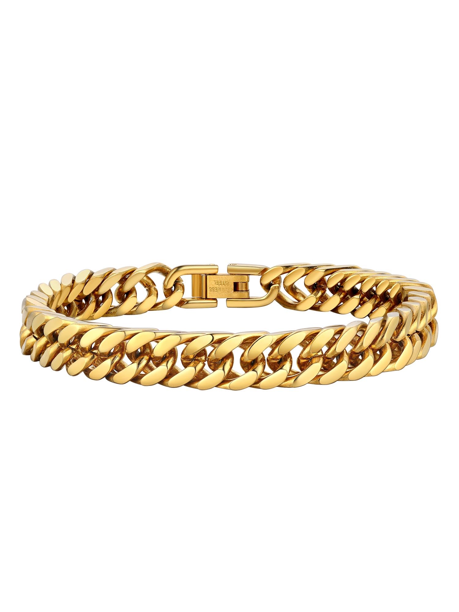 PROSTEEL Herren Armband Edelstahl/18k vergoldet/Schwarz Panzerkette Armband für Männer Jungen schwer Glieder Link Kettenarmband 19/21/23CM Armkette Hip Hop Rapper Modeschmuck 8mm/12mm/16,5mm/17mm