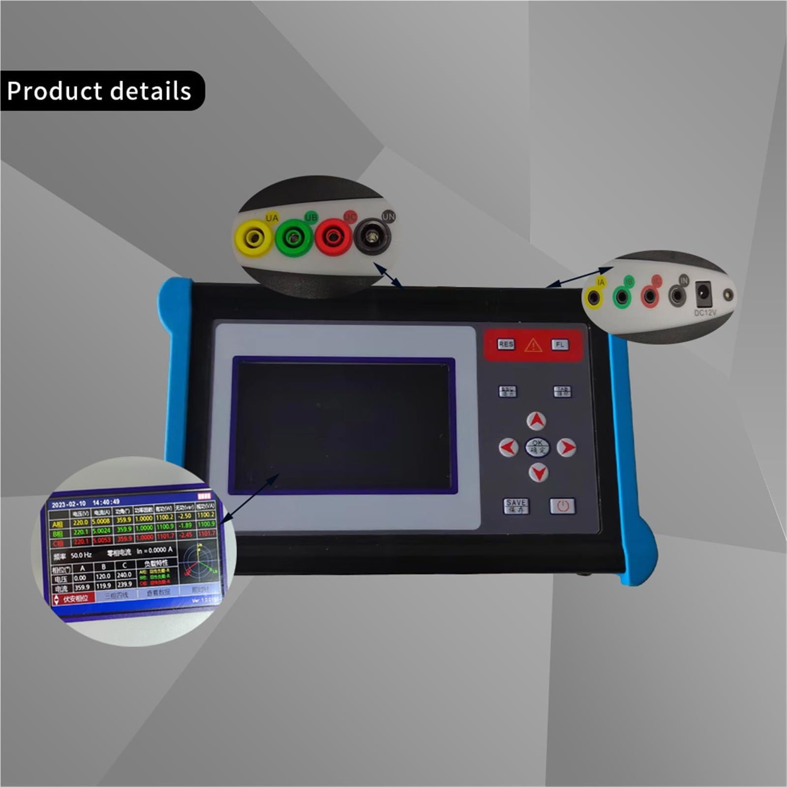 Analizzatore della qualità dell'energia, Misuratore volt-ampere trifase portatile di energia elettrica Trend Registratore dati grafico Tester analizzatore qualità alimentazione rete