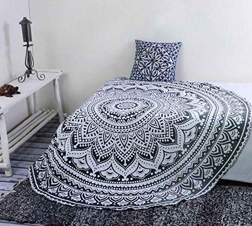 Indian Roundie Beach Towel, Circle Beach Throw, Beach Accessory, Mandala Round Towel, Tapestry, 100% Cotton Terry Cloth Towel Table CoverMulticolor -72Inch