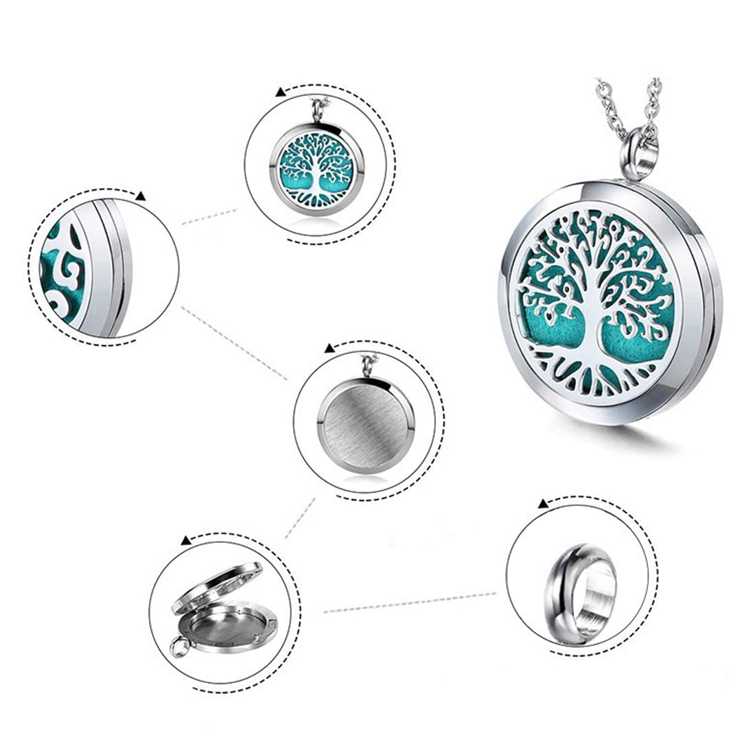 Collana Con Ciondolo A Medaglione Diffusore Di Oli Essenziali, Per
