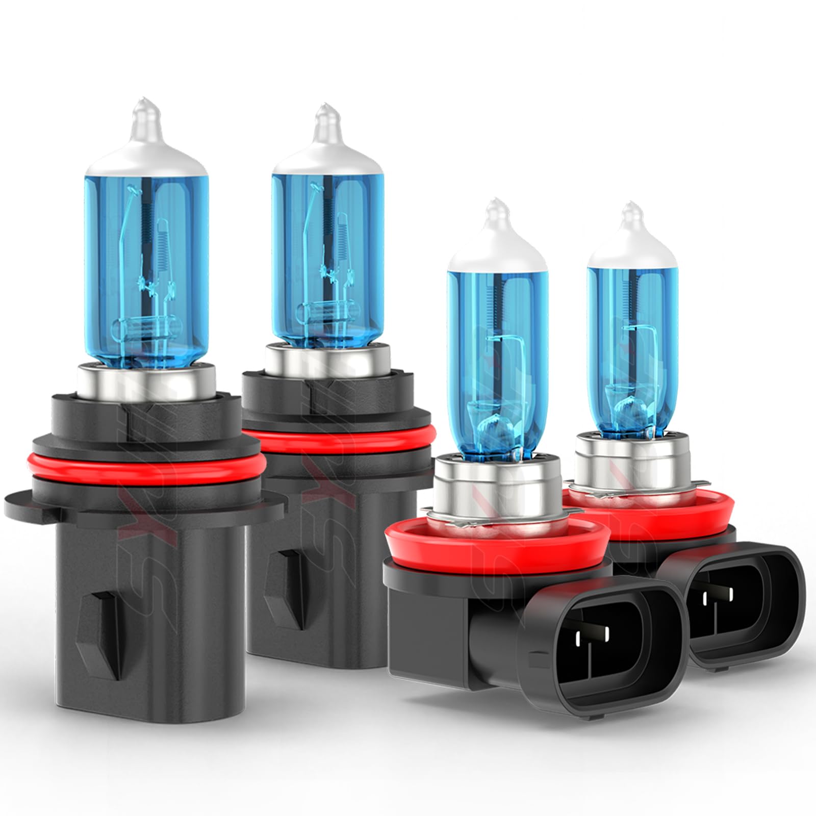 Upgraded Halogen Headlight Bulbs for Nissan Frontier 2005-2010 2011 2012 2013 2014 2015 2016 2017 2018 2019 2020 2021 2022 2023, High Low Beam + Fog Lights Combo, 6000K White, 300% Brightness, 4 PCS
