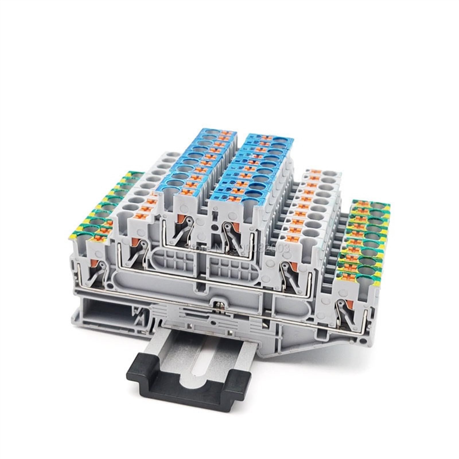 PT2.5-PE/L/N 3 niveles Bloque de terminales de carril Din tierra Modular Push-in 2,5mm cable de conexión a tierra conector eléctrico PT2.5-3L-PE (Color : PT2.5-PE-L-N, Size : 10 Pcs)