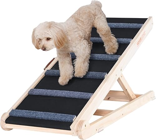 VEVOR Rampa para perros, rampa plegable para mascotas, rampa ajustable para perros pequeños, grandes, viejos y gatos, rampa larga de madera para