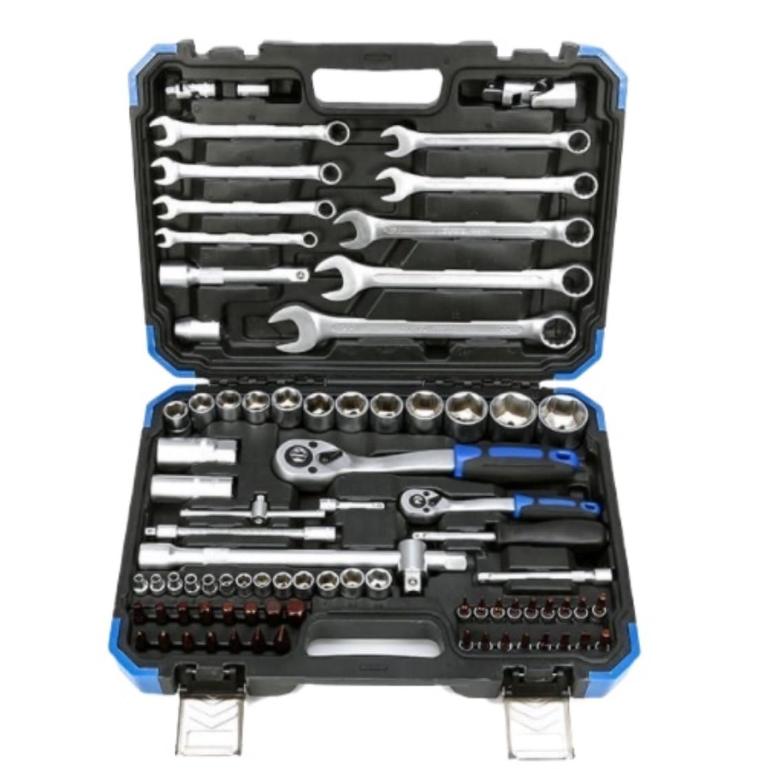 Herramientas Taller Mecanico Juego De Utensilio Doméstico 82 Piezas, Enchufes, Llaves Trinquete Con Caja Herramientas Almacenamiento Reparación para Automóvil