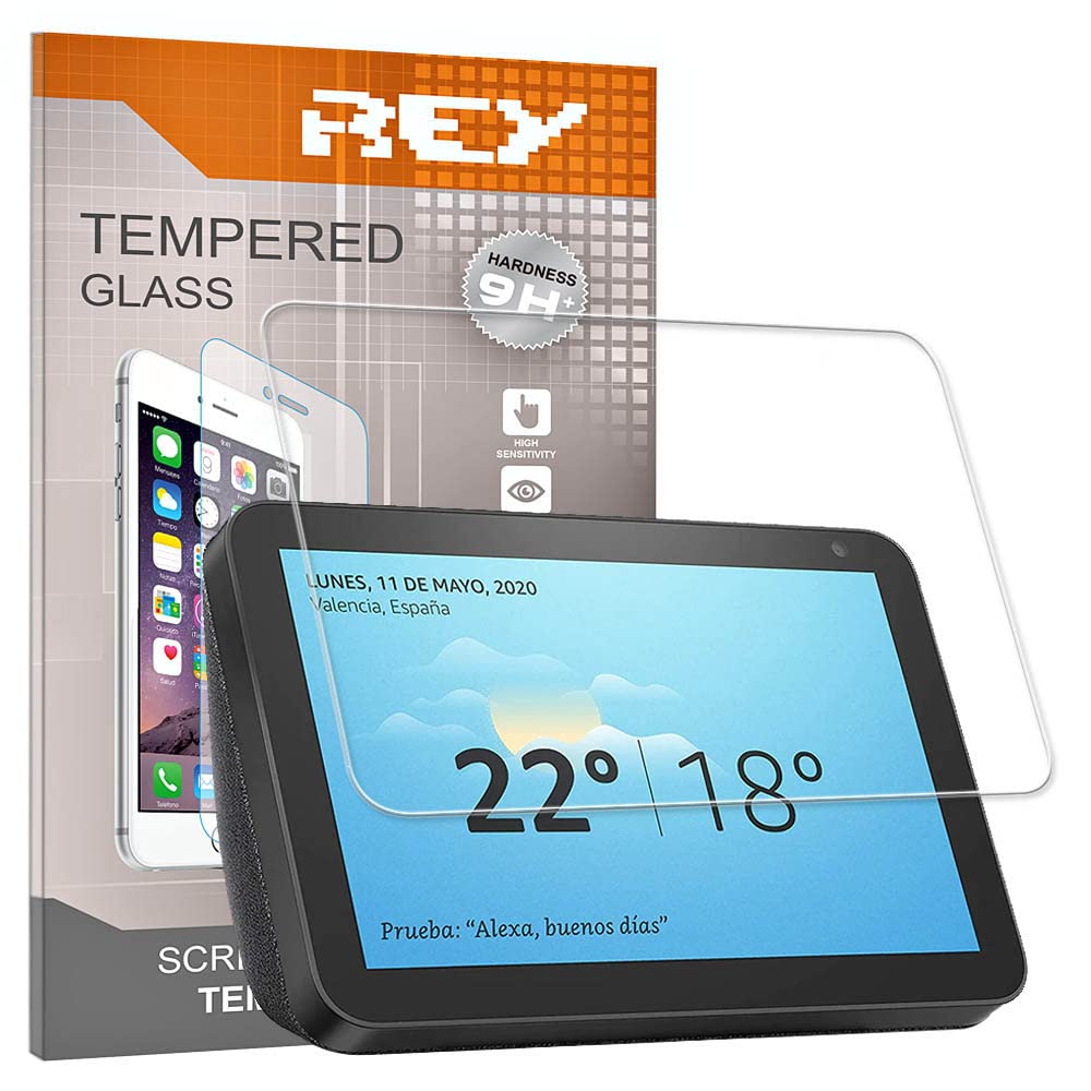 REY 2X Protector de Pantalla para Echo Show 8 2ª Gen, Cristal Vidrio Templado Premium