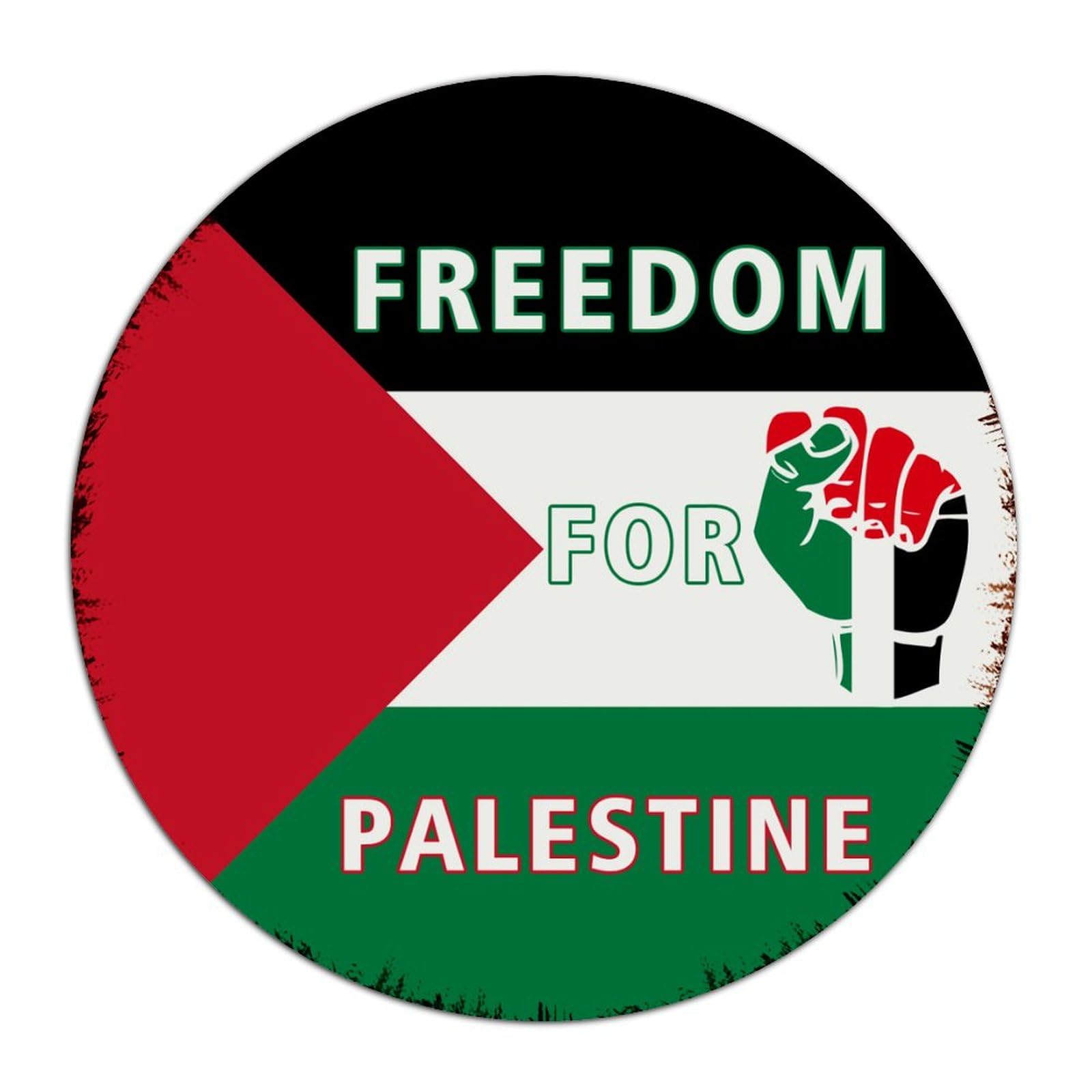 Freedom for Palestine 12x12 Inch Round Metal Sign Vintage Lounge Yard Shop Wall Decorations Tin Signs State Flag Travel Aluminum Metal Sign for House