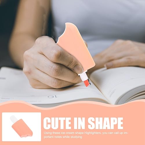 Miniatura 7 de COHEALI 6pcs Highlighter Pen Helado Forma Marcado Plumas Escuela Oficina Papelería