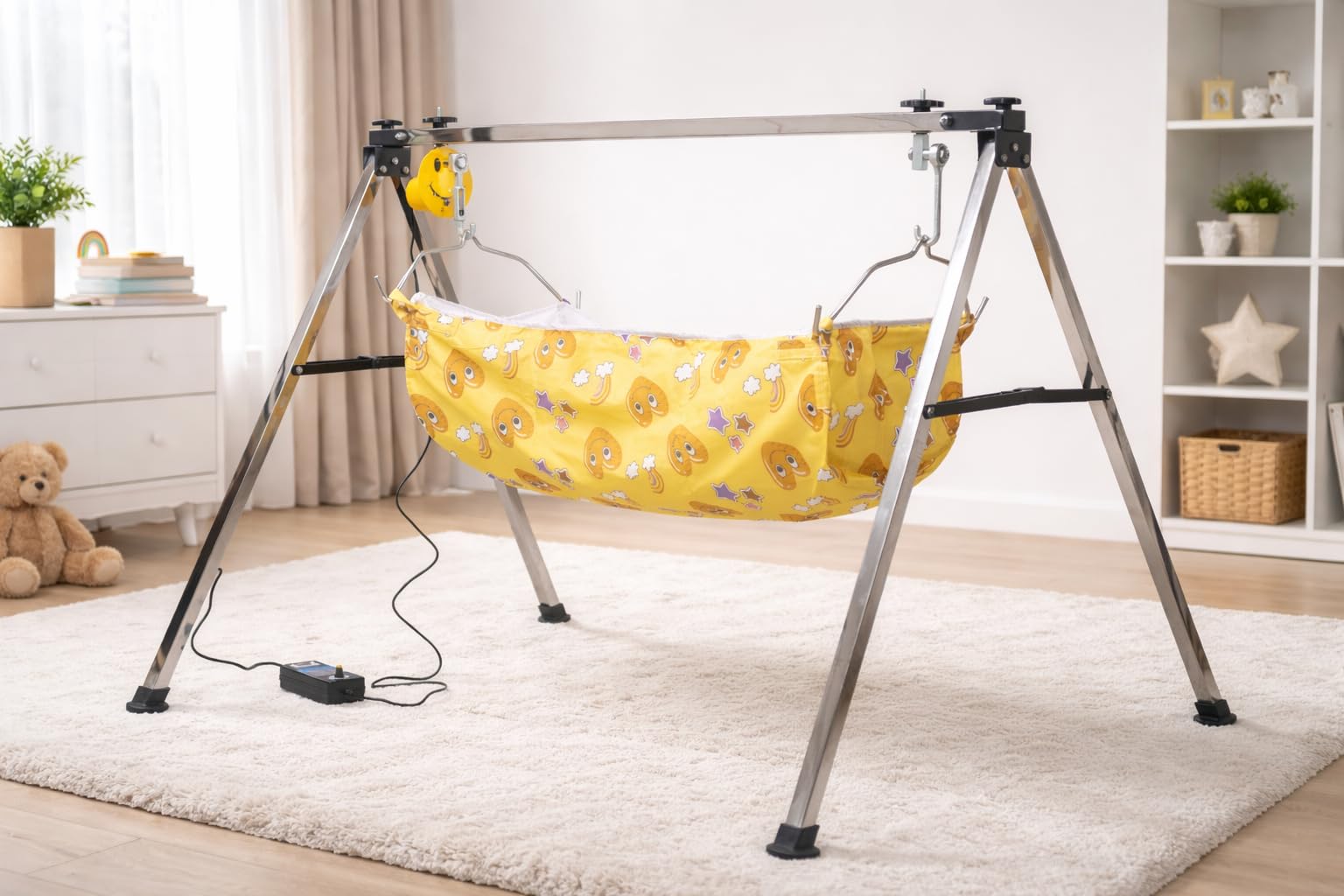 Cradleking Smiley Automatic Baby Swing Cradle for Baby 0-3 Years (IND with Yellow) (Cradle Cloth Colour May Vary)-image-7