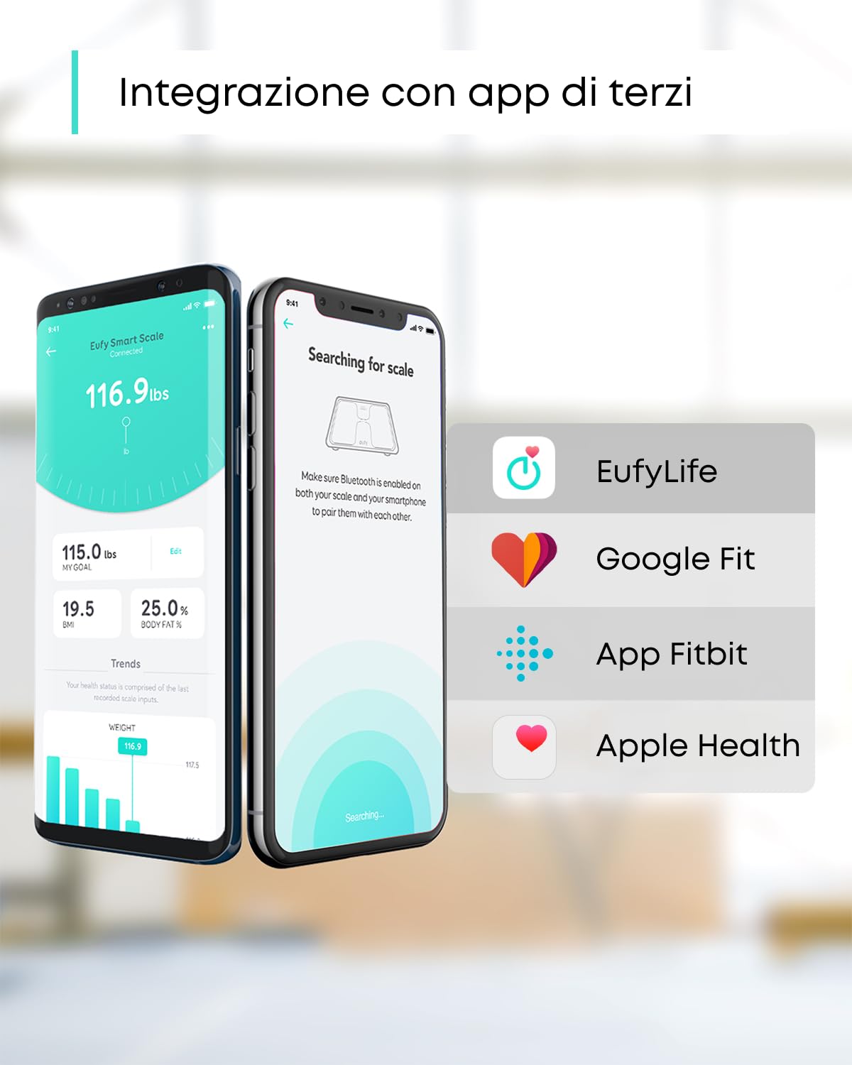 eufy C1 Bilancia Smart con Bluetooth, Grande Display LED, 12 Misurazioni, Analisi delle Composizione del Corpo con Peso/Grasso Corporeo/BMI/Fitness Body, Auto On/off, Superficie in Vetro Temperato