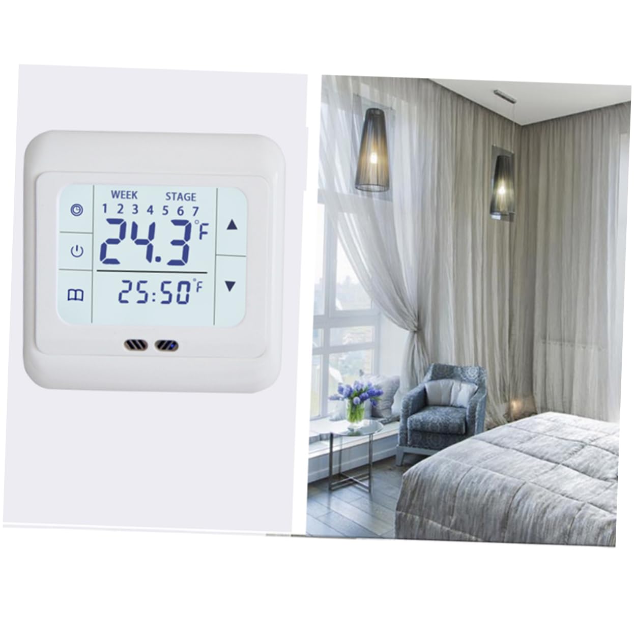 Homoyoyo Termostato Digitale Termostato Elettrico Termostato Di Riscaldamento Touchscreen Del Termostato Cronotermostato Bianca Senza Fili Regolatore Wifi