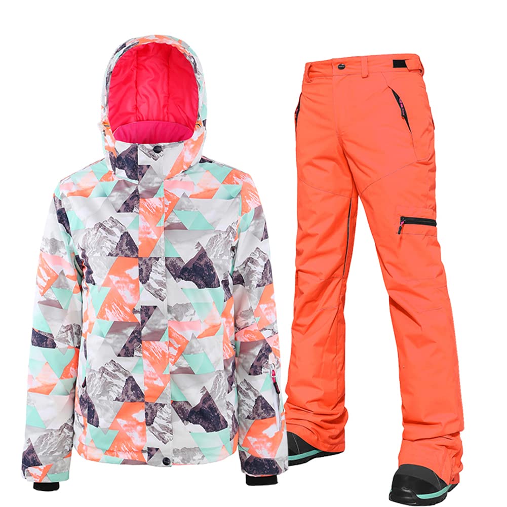 HOTIAN Conjunto de esquí impermeable para mujer chaqueta y pantalones