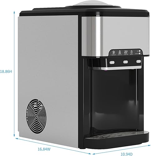 Miniatura 8 de TABU Dispensador de agua de encimera 3 en 1 con máquina de hielo, enfriador de agua de carga superior de 44 libras24 horas con máquina de hielo y