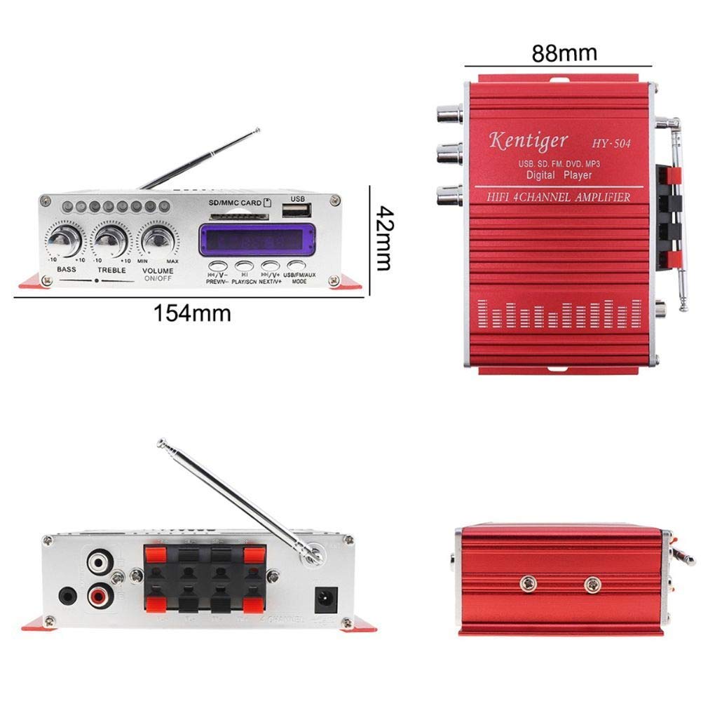 DollaTek Kentiger HY-504 Amplificateur numérique Haute Puissance Audio Lecteur 4CH 160W Hi-FI MP3