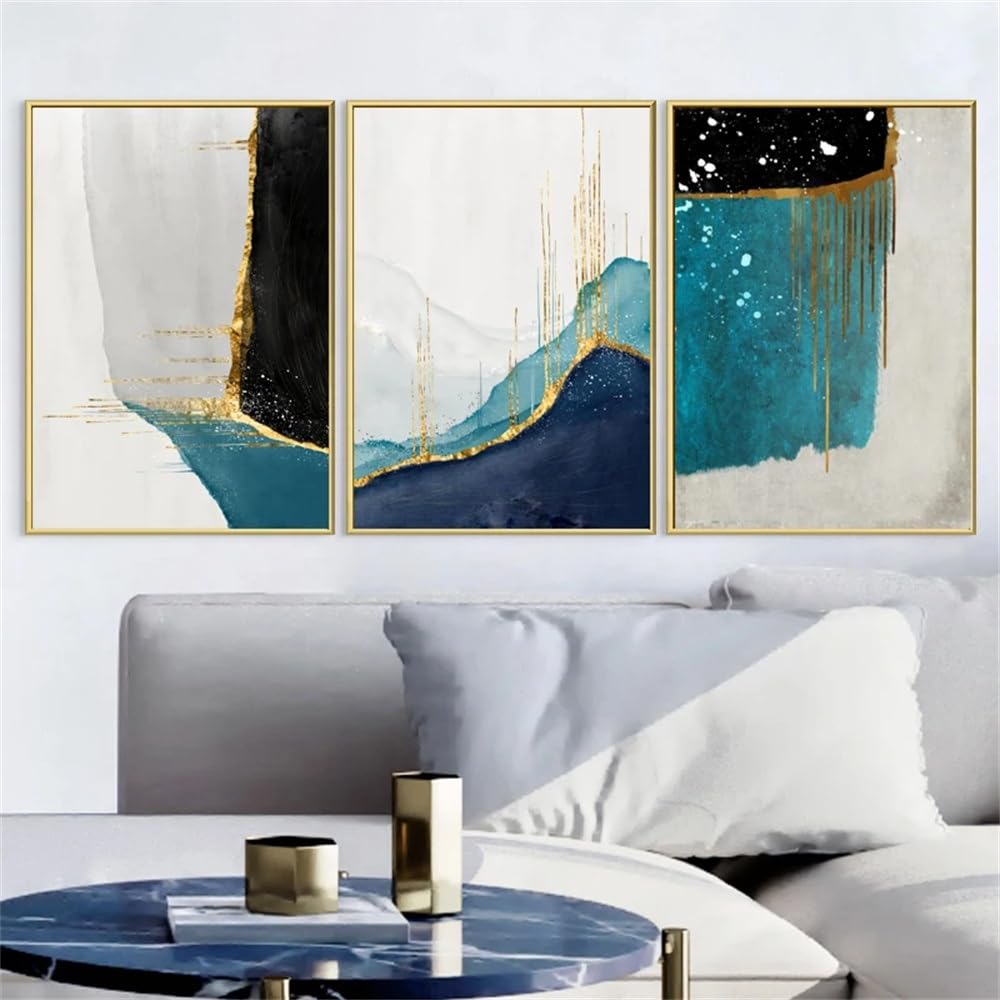WUHBCZ Canvas Paints-Abstract Golden Painting Poster Canvas Art Painting Pictures Artwork for Living Kitchen Office Bedroom Room Home Decoration-60 * 70cm/3PCS (No Frame)