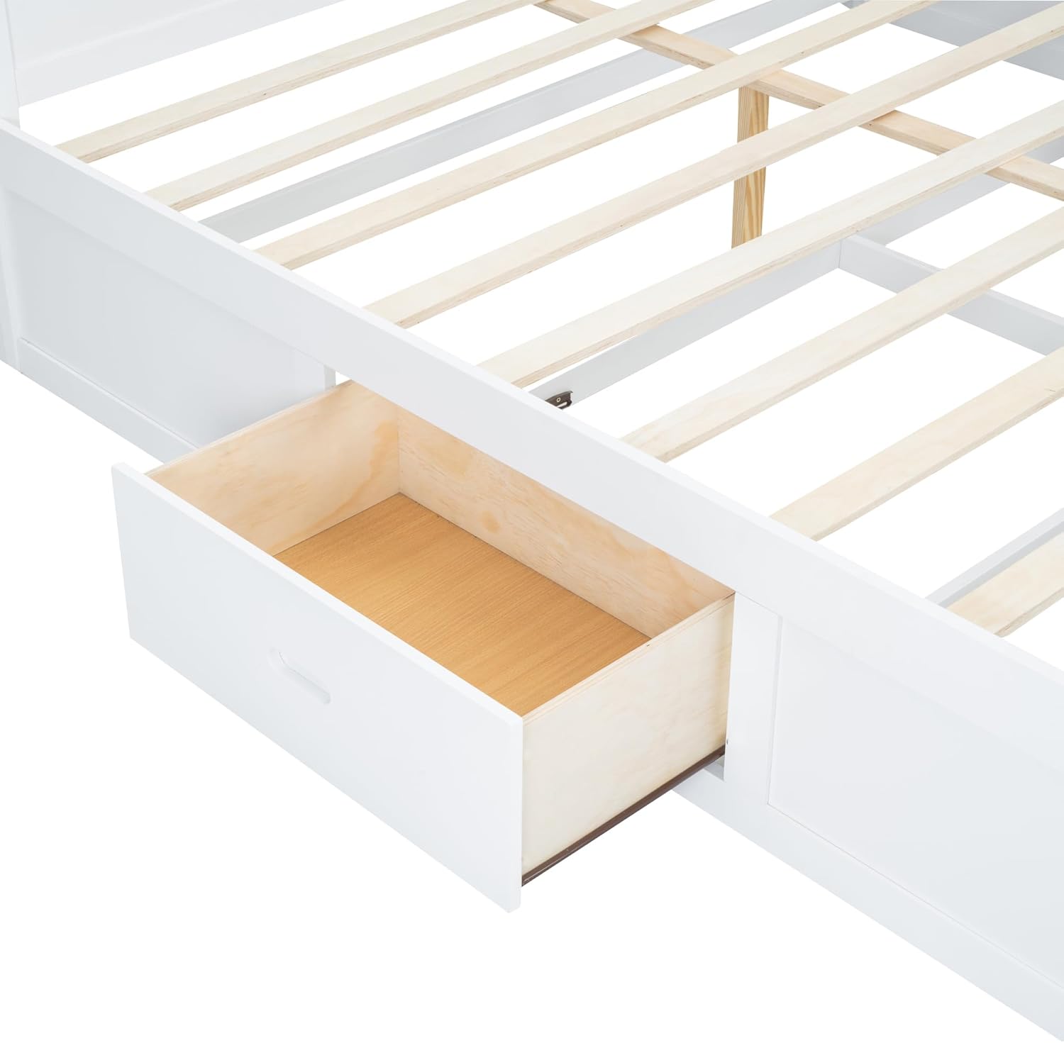 P PURLOVE King Size Platform Bed with Multi-Storage Headboard,Wood Platform Bed Frame with USB and Drawers for Bedroom