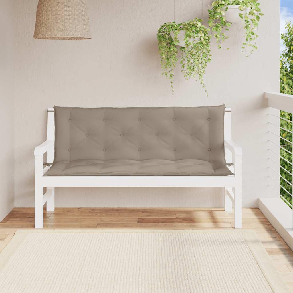 Nakładka na ławkę ogrodową, kolor taupe, 150 x (50 + 50) x 7 cm, tkanina Oxford, wodoodporna, nakładka na ławkę ze sznurkami, poduszka do siedzenia na ławkę ogrodową i meble tarasowe, miękkie