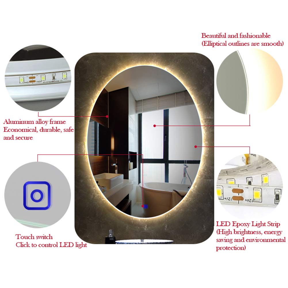 Badkamerspiegel met led-verlichting, 80x60 cm verlichte, verlichte, aan